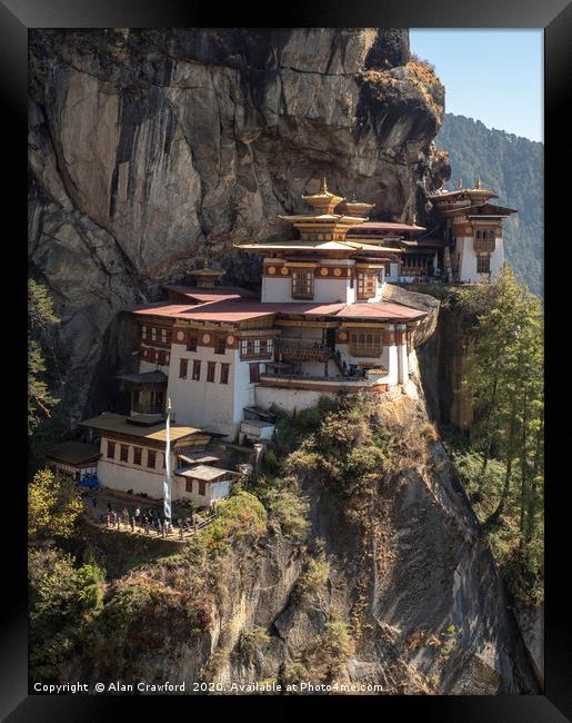 Taktsang Buddhist Monastery, Bhutan Framed Print by Alan Crawford