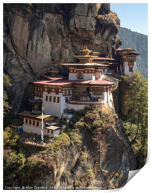 Taktsang Buddhist Monastery, Bhutan Print by Alan Crawford