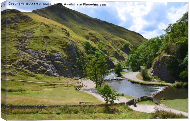 Dovedale stepping stones    Canvas Print by Andrew Heaps