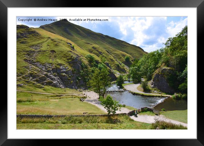 Dovedale stepping stones    Framed Mounted Print by Andrew Heaps