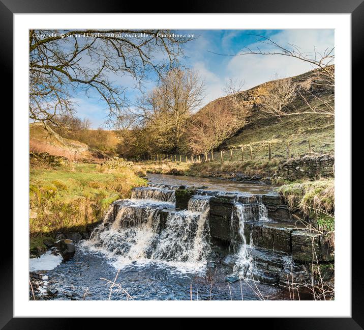 Winter Sun, Ettersgill Beck Waterfall Framed Mounted Print by Richard Laidler