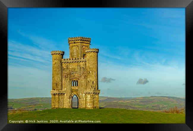 Paxtons Tower above the Tywi Valley Carmarthenshir Framed Print by Nick Jenkins