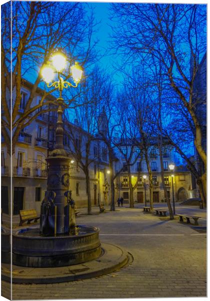 Square in old town Pamplona, Spain Canvas Print by Philip Enticknap