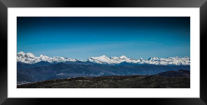 Snow Capped Pyrenees Mountains ,Northern Spain Framed Mounted Print by Philip Enticknap