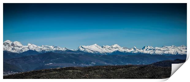 Snow Capped Pyrenees Mountains ,Northern Spain Print by Philip Enticknap
