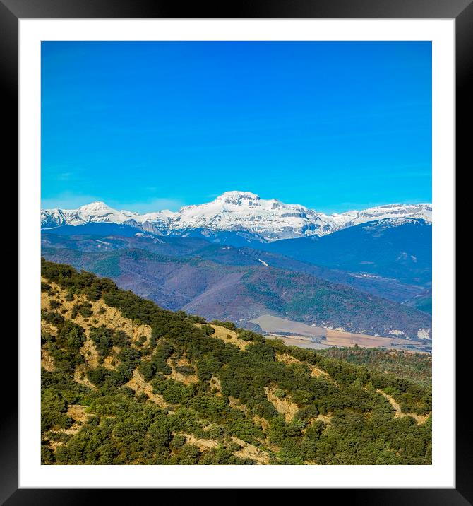 Snow Capped Pyrenees Mountains ,Northern Spain Framed Mounted Print by Philip Enticknap