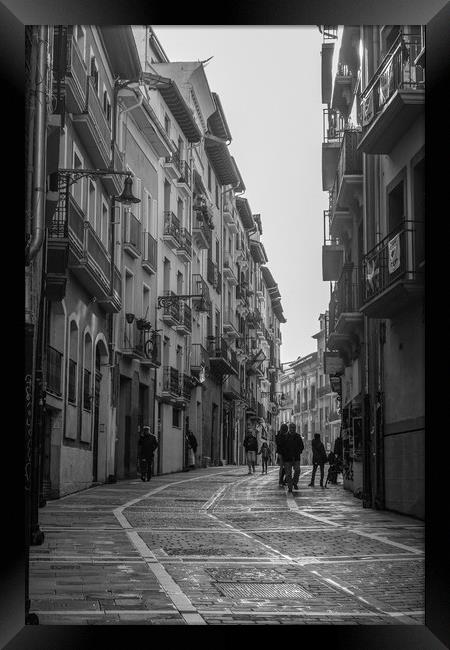 Street Sceane Pamplona Old Town.Navarra Spain Framed Print by Philip Enticknap