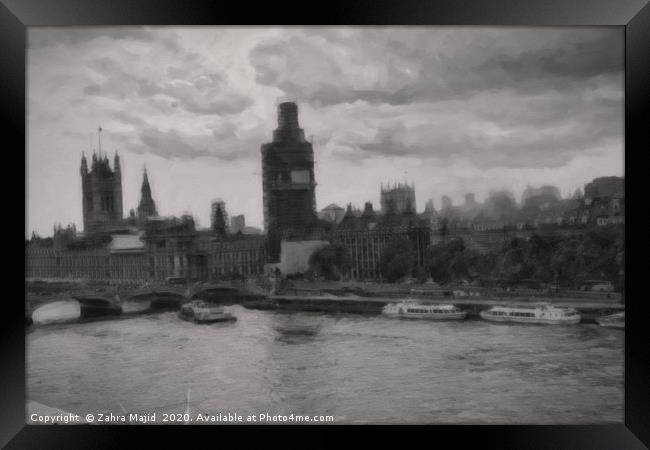 Ethereal Hazy Fuzzy London on a Dreary Day         Framed Print by Zahra Majid