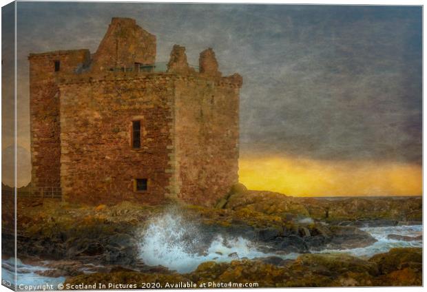 Sunset At Portencross Castle Canvas Print by Tylie Duff Photo Art