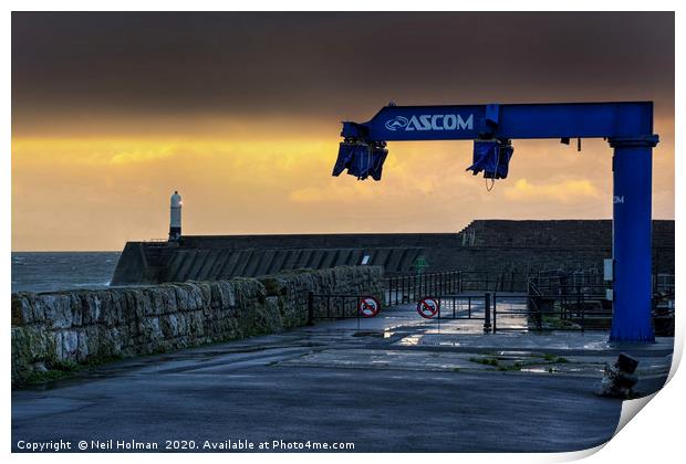 Boat Crane, Porthcawl Harbourside Print by Neil Holman