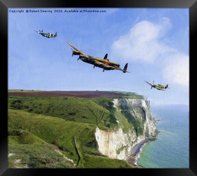 Escort Home Battle of Britain Memorial Flight. Framed Print by Robert Deering