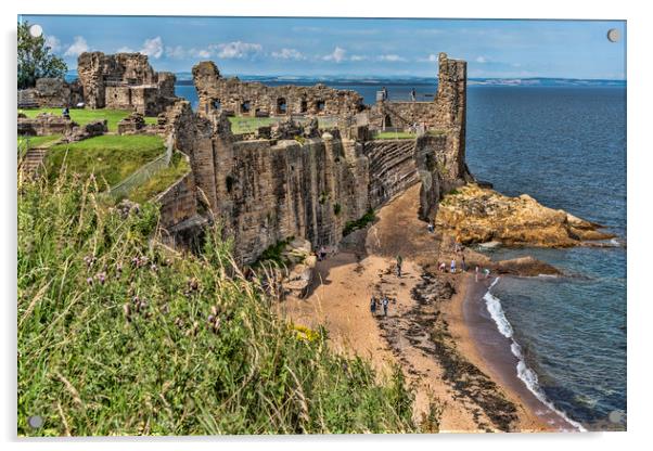 St Andrews Castle Acrylic by Valerie Paterson