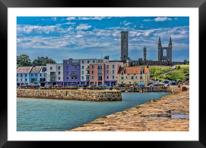 St Andrews Colourful Harbour Framed Mounted Print by Valerie Paterson