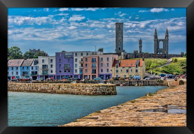 St Andrews Colourful Harbour Framed Print by Valerie Paterson