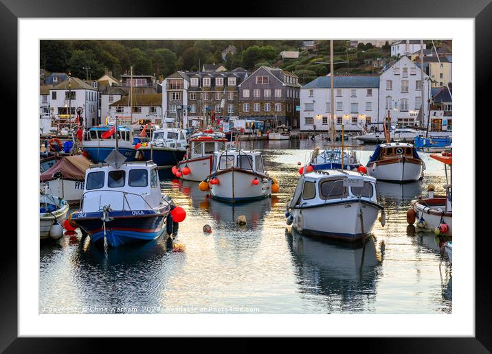 Mevagissey harbour evening Framed Mounted Print by Chris Warham