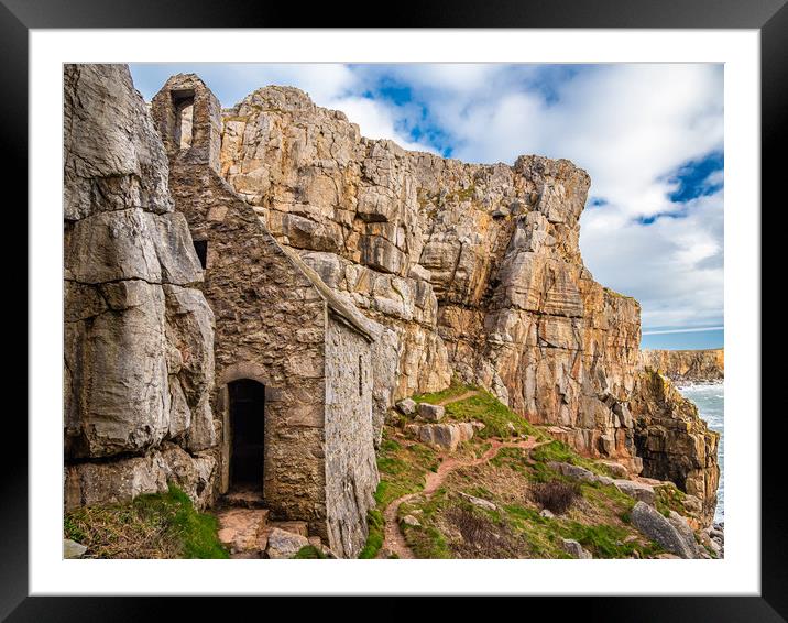 Mystical Chapel Perched on Majestic Cliff Framed Mounted Print by Colin Allen