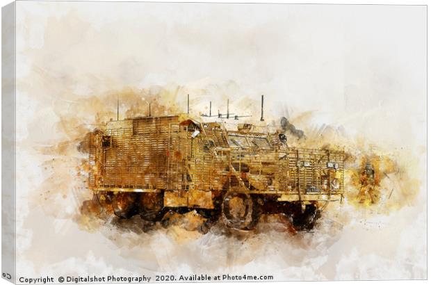 British Army Mastiff on patrol. Canvas Print by Digitalshot Photography