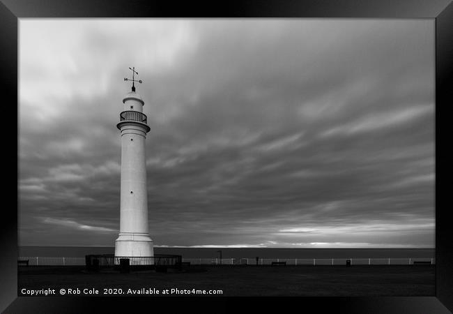The White Lighthouse, Cliffe Park, Seaburn, Tyne a Framed Print by Rob Cole
