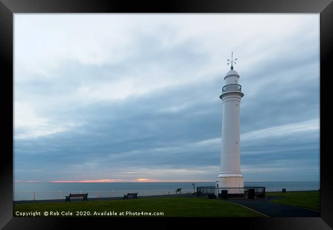 The White Lighthouse, Cliffe Park, Seaburn, Tyne a Framed Print by Rob Cole