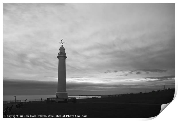 The White Lighthouse, Cliffe Park, Seaburn, Tyne a Print by Rob Cole