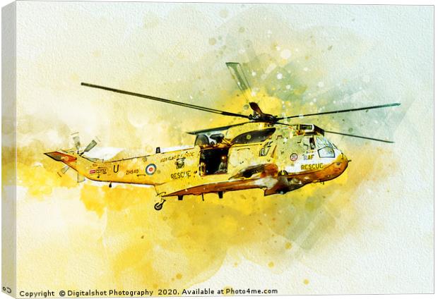 RAF Westland Seaking Painting "Rescue 125" Canvas Print by Digitalshot Photography