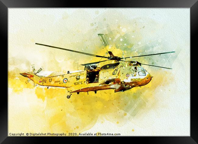 RAF Westland Seaking Painting "Rescue 125" Framed Print by Digitalshot Photography
