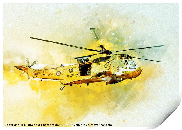 RAF Westland Seaking Painting "Rescue 125" Print by Digitalshot Photography