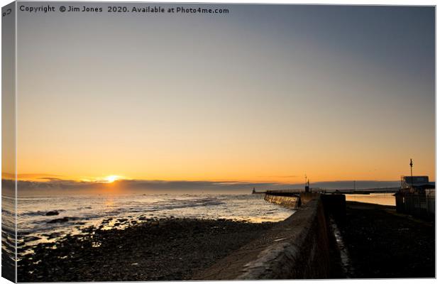 Cambois Pier protecting the Port of Blyth Canvas Print by Jim Jones