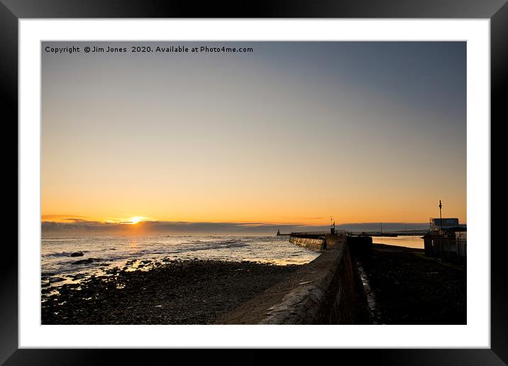 Cambois Pier protecting the Port of Blyth Framed Mounted Print by Jim Jones