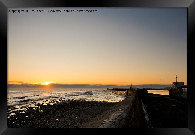 Cambois Pier protecting the Port of Blyth Framed Print by Jim Jones