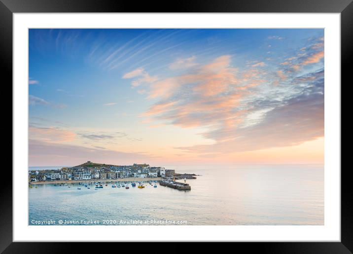St Ives harbour at sunrise, Cornwall Framed Mounted Print by Justin Foulkes