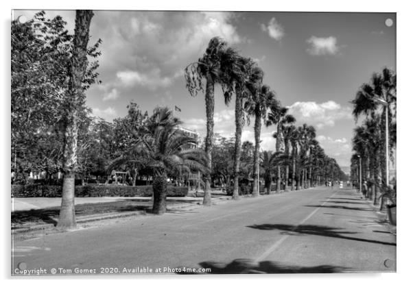 Limassol Promenade - B&W Acrylic by Tom Gomez