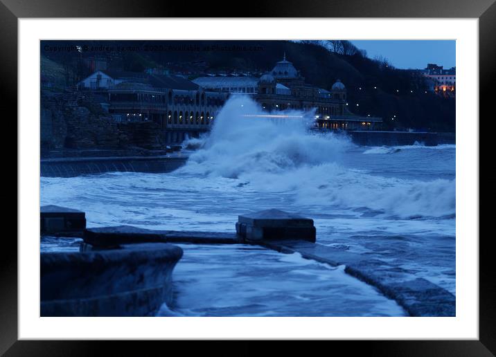 WAVE IN THE NIGHT Framed Mounted Print by andrew saxton