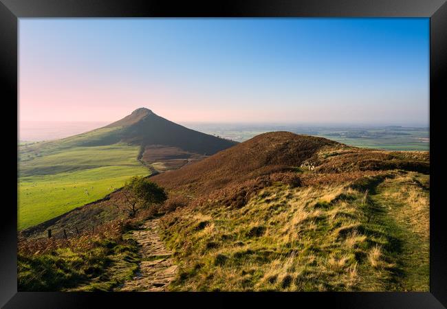 Roseberry Topping Evening glow Framed Print by Greg Marshall
