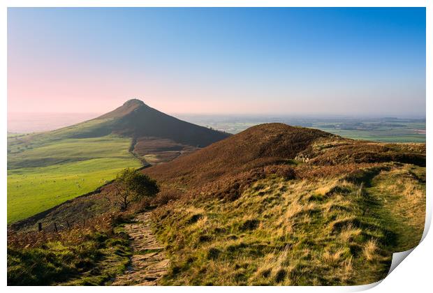 Roseberry Topping Evening glow Print by Greg Marshall