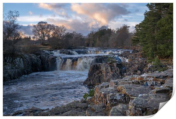 Low Force Waterfall on River Tees Print by Greg Marshall