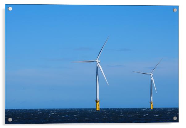 Wind Turbines Redcar North Sea Acrylic by Greg Marshall