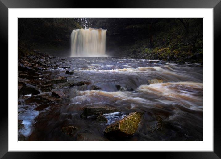 Sgwd yr Eira in full flow Framed Mounted Print by Leighton Collins