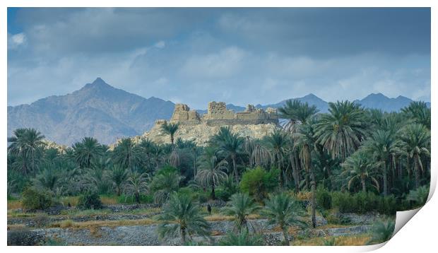 Old fort near Wadi Hoqain, Muscat, Oman Print by Greg Marshall