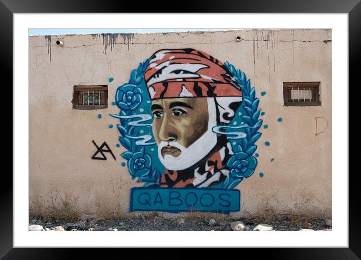 Qaboos bin Said Al Said Sultan of Oman graffitti Framed Mounted Print by Greg Marshall
