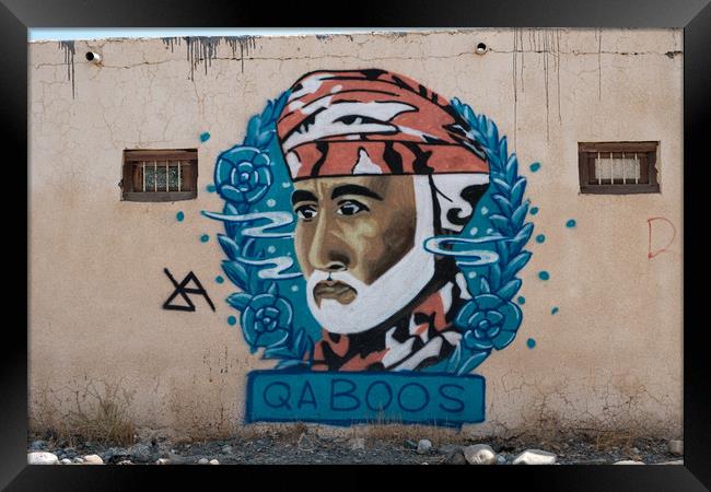 Qaboos bin Said Al Said Sultan of Oman graffitti Framed Print by Greg Marshall