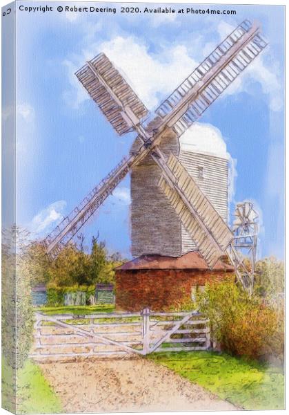 Stanton windmill and gate Suffolk East Anglia Canvas Print by Robert Deering
