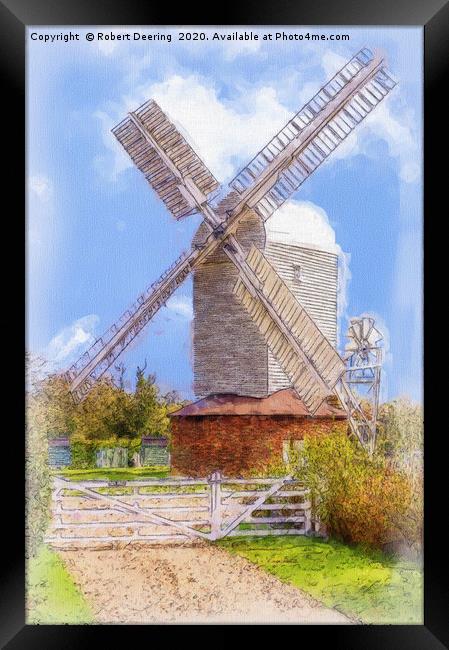 Stanton windmill and gate Suffolk East Anglia Framed Print by Robert Deering