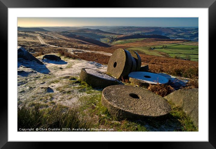 Abandoned Millstones at Stanage Edge Framed Mounted Print by Chris Drabble