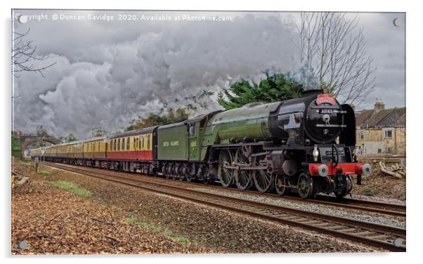 60163 steam train Tornado accelerates out of Bath  Acrylic by Duncan Savidge