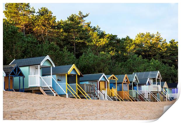 colourful wells beach huts Print by Robbie Spencer