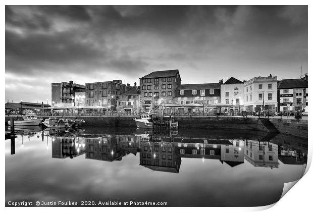 The Barbican, Plymouth, Devon Print by Justin Foulkes