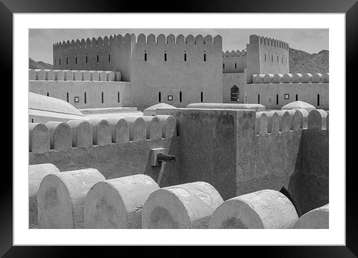 Al Hazm Fort Rustaq Oman mono Framed Mounted Print by Greg Marshall