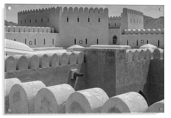 Al Hazm Fort Rustaq Oman mono Acrylic by Greg Marshall