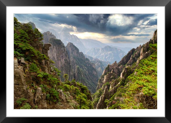 Huangshan or Yellow Mountain in China Framed Mounted Print by Thomas Baker